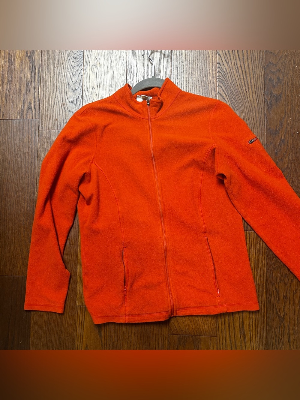 L.L.Bean Women’s M Orange Full Zip Fleece Jacket Hiking Outdoor